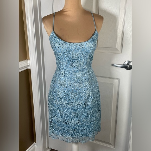 ALYCE PARIS ✨ Elegant Blue Sequin Dress ✨ - Picture 7 of 11